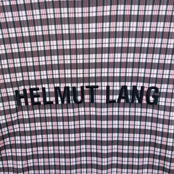 HELMUT LANG Shirt Mens Large Red Black Digital Check Logo Tee T-Shirt $225 - Picture 3 of 9